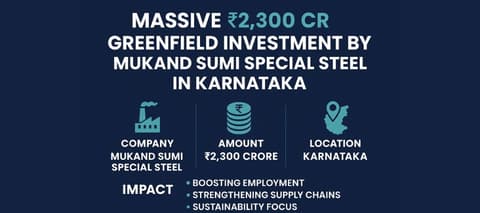 Massive ₹2,300 Cr Greenfield Investment by Mukand Sumi Special Steel in Karnataka Massive ₹2,300 Cr Greenfield Investment by Mukand Sumi Special Steel in Karnataka